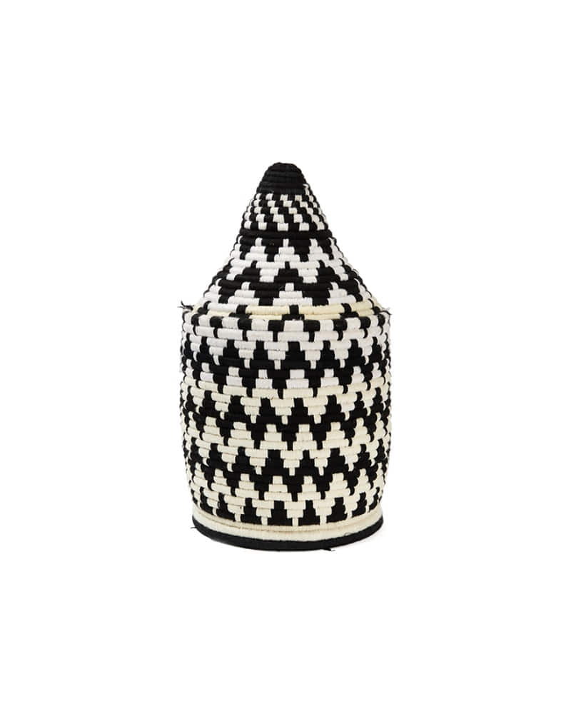 Moroccan Handmade Picnic Basket XL / Black &amp; White