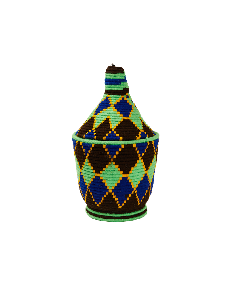 Moroccan Handmade Picnic Basket L / Green